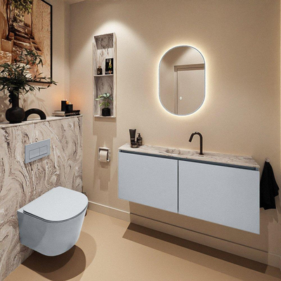 MONDIAZ TURE-DLUX Meuble toilette - 120cm - Clay - EDEN - vasque Glace - position centrale - 1 trou de robinet