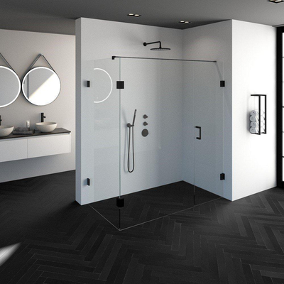 BRAUER Create Cabine de douche rectangulaire en 3 parties 180x90cm sans profilé avec verre de sécurité anticalcaire 8mm noir mat