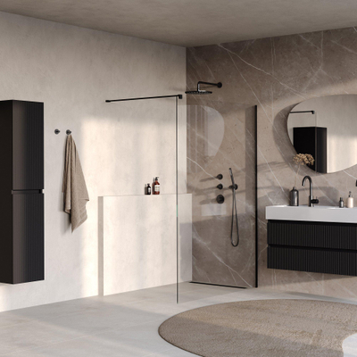 BRAUER Oblivion Inloopdouche - 130x200cm - glascoating - helder glas - mat zwart