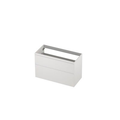 INK Wastafelonderkast - 100x45x65cm - 2 lades - greeploos - MDF lak - Mat wit