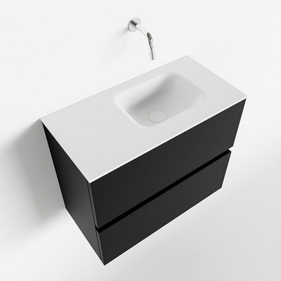 MONDIAZ ADA Toiletmeubel - 60x30x50cm - 0 kraangaten - 2 lades - urban mat - wasbak rechts - Solid surface - Wit