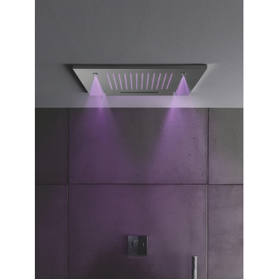 Hotbath Mate inbouwhoofddouche vierkant 50x50cm met cascade en spray inclusief LED verlichting chroom