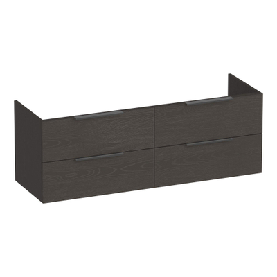 BRAUER Elevate meuble sous-lavabo 140 sans poignées posées 4 tiroirs softclose et 2 découpes pour siphon - Timber Anthracite