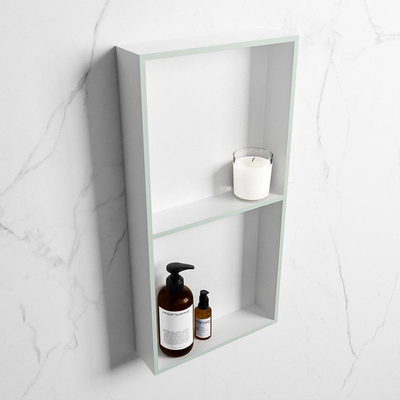 Mondiaz Easy nis 29.5x59.5x8cm voor Inbouw/opbouw 2 open vakken Solid surface Talc/Greey