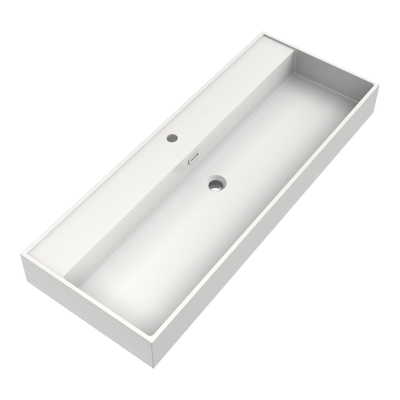 BRAUER Lavabo Gravity - 120x46x13cm - 1 lavabo - 1 trou de robinet - marbre minéral - blanc satiné