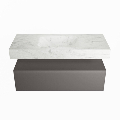 MONDIAZ ALAN - DLUX Badkamermeubelset - 110cm - onderkast - Dark grey - 1 lade - vrijhangende wastafel - wasbak midden - 1 kraangat - Opalo