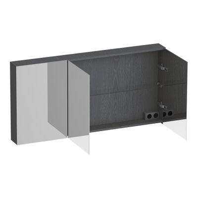 BRAUER Impress spiegelkast - 140x70x15cm - zonder verlichting - met 3 dubbelzijdige spiegeldeuren - Timber Grey