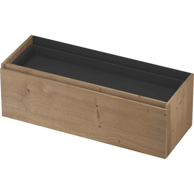 INK Wastafelonderkast - 120x45x52cm - 2 lades - greeploos - met houten keerlijst - MDF - Chocolate