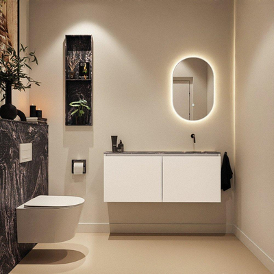 MONDIAZ TURE-DLUX meuble WC 120 cm Talc. EDEN lavabo Lava position à droite. Sans trou de robinet.