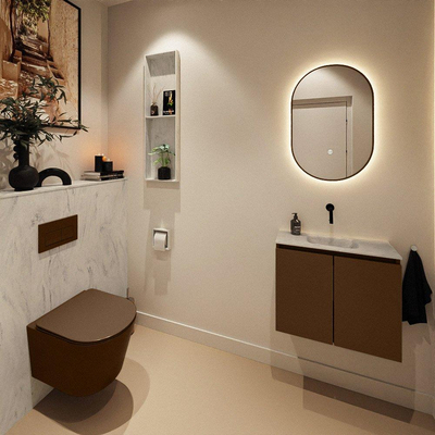 MONDIAZ TURE-DLUX 60cm toiletmeubel Rust. EDEN wastafel Opalo positie midden. Zonder kraangat.