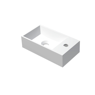INK Contra Fontein - 40x22x10cm - wasbak links - 1 kraangat - polystone wit mat