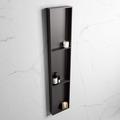 Mondiaz Easy nis 29.5x149.5x8cm - inbouw/opbouw - 3 open vakken - Solid surface - DarkGrey