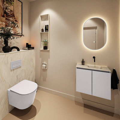 MONDIAZ TURE-DLUX Meuble WC - 60cm - Cale - EDEN - lavabo Ostra - position à droite - Sans trou de robinet