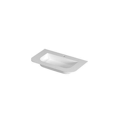INK Fora Wastafel - 80x45x1.7cm - 1 kraangat - afgeronde hoeken - porselein - mat wit