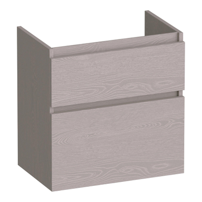 BRAUER Delight meuble sous-lavabo peu profond - 60x39x60cm - 2 tiroirs softclose - sans poignées - 1 découpe pour siphon - Timber Greige