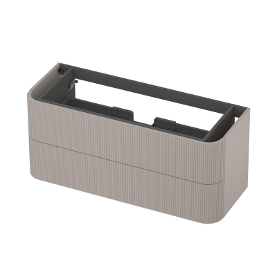 INK Concept R Wastafelonderkast - 120x45x52cm - 2 lades - opliggende grepen - gefreesd - afgeronde hoeken - MDF lak - mat kasjmier grijs