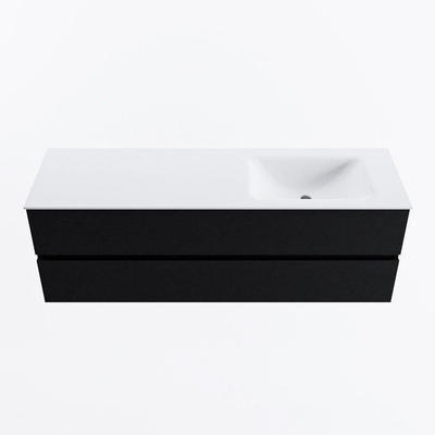 MONDIAZ VICA meuble sous lavabo 150cm Urban 2 tiroirs. Lavabo CLOUD droite 1 trou de robinet, couleur Talc.