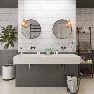 Ideavit SolidBliss Lavabo 150x45x16cm 0 trou de robinet Solid Surface mat blanc