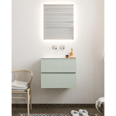 Mondiaz VICA Ensemble de meuble de salle de bain - 60cm - meuble sous-vasque gris - 2 tiroirs - lavabo cloud milieu - sans trou de robinet version XL 60cm de haut