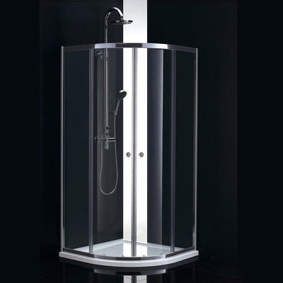 Adema Glass douchecabine 100x100x185cm kwartrond 2 schuifdeuren chroom profiel en helder glas