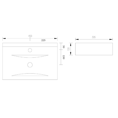 Best Design Class wastafel - 44.5x29.5x10cm - 1 kraangat - zonder overloop - glans wit