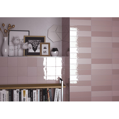 ÉCHANTILLON Terravito Quivaro carreau mural - 6.5x26cm - Pink brillant (rose)