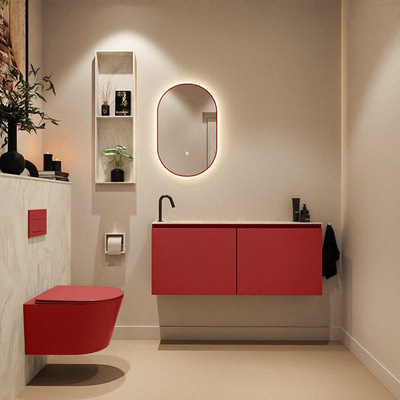 MONDIAZ TURE-DLUX 120cm toiletmeubel Fire. EDEN wastafel Ostra positie links. Met 1 kraangat.