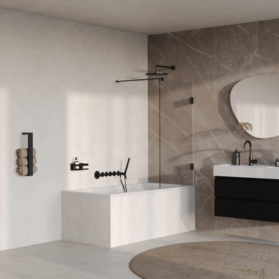 BRAUER Void Paroi de baignoire - 80x140 - verre transparent - incl. revêtement en verre - noir mat