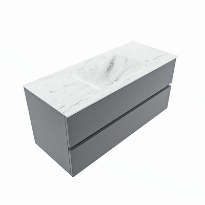 Mondiaz VICA-DLUX ensemble de meuble de salle de bain - 110cm - meuble sous-vasque plata - 2 tiroirs - lavabo encastrée cloud milieu - 1 trou de robinet - version haute de 60cm - opalo