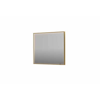 INK SP19 spiegel - 90x4x80cm rechthoek in stalen kader incl dir LED - verwarming - color changing - dimbaar en schakelaar - geborsteld mat goud