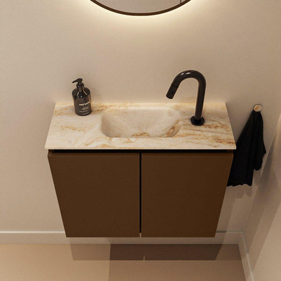 MONDIAZ TURE-DLUX Meuble toilette - 60cm - Rust - EDEN - vasque Frappe - position centrale - 1 trou de robinet