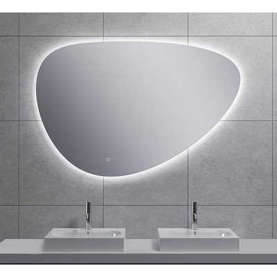 Wiesbaden Uovo Miroir 120cm asymétrique avec chauffe miroir et éclairage LED autour à intensité réglable
