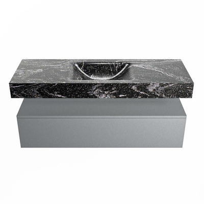 Mondiaz ALAN-DLUX Ensemble de meuble - 130cm - meuble Plata mat - 1 tiroir - Lavabo Cloud Lava suspendu - vasque Centre - 1 trou de robinet