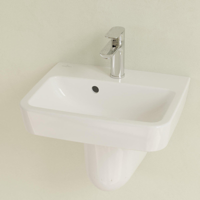 Villeroy & Boch O.novo Lave-main WC 45x16x13.5cm avec trop-plein 1 trou de robinet Blanc Alpin