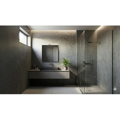 ÉCHANTILLON Terravito Arluna carreau mural et de sol - 80x80cm - 10.5mm - Carré - rectifié - Aspect marbre - Gris foncé mat