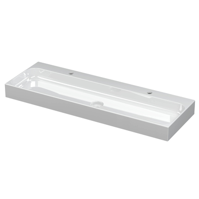 INK Unit Lavabo 120x40x10cm avec trop plein caché Porcelaine Blanc