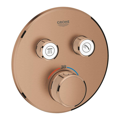 Grohe SmartControl Inbouwthermostaat - 3 knoppen - rond - brushed warm sunset (koper)