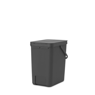 Brabantia Sort & Go Afvalemmer - 25 liter - hengsel - donker grijs