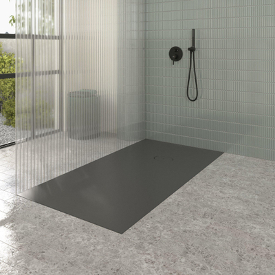 Villeroy & Boch Ecora douchebak - 170x90x4.5cm - afvoer korte zijde - anthracite (antraciet)