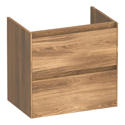 BRAUER Inspire wastafelonderkast ondiep 60 2 softclose lades - greeploos - 1 sifon uitsparing - Honey