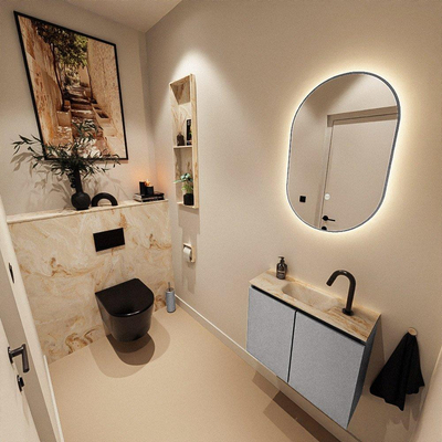MONDIAZ TURE-DLUX 60cm toiletmeubel Plata. EDEN wastafel Frappe positie midden. Met 1 kraangat.