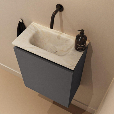 MONDIAZ TURE-DLUX Meuble de toilette 40 cm Dark Grey. EDEN vasque Ostra position milieu. Sans trou de robinet.