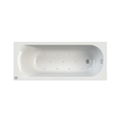 Riho Easypool 3.1 Miami whirlpoolbad - 170x70cm - airo pneumatische bediening links - inclusief poten en afvoer - glans wit