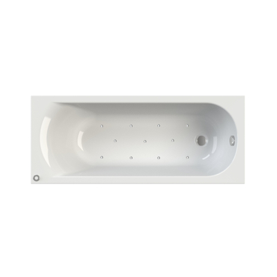 Riho Easypool Baignoire Balnéo - 170x70cm - airo réglage pneumatique gauche - avec piétement et vidage - blanc brillant