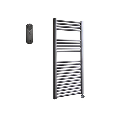 Sanicare HVS Elektrische Radiator - 111.8x60cm - 730W - met afstandsbediening - thermostaat - zwart - rechtsonder - gunmetal (antraciet)