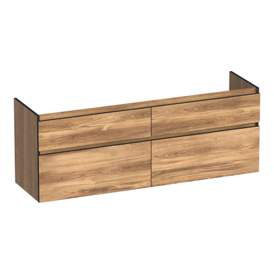 BRAUER Delight Edge wastafelonderkast 160 4 softclose lades - greeploos - 2 sifon uitsparingen - Honey