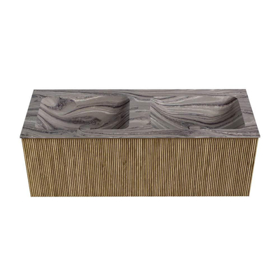 MONDIAZ KURVE-DLUX 120cm badmeubel kleur Dusk met 1 lade en 0 deuren. Wastafel LEAF Dubbel zonder kraangat Sombra.