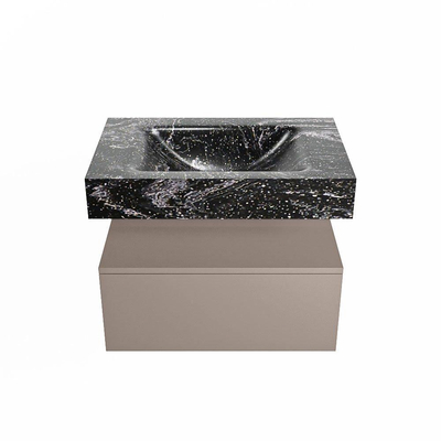 Mondiaz ALAN-DLUX Ensemble de meuble - 70cm - meuble Smoke mat - 1 tiroir - Lavabo Cloud Lava suspendu - vasque Centre - 0 trous de robinet