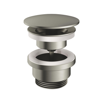 Hotbath Mate Always open plug - met schroef rond - geborsteld nikkel (RVS)
