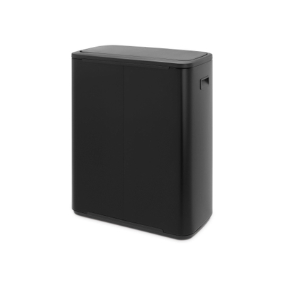 Brabantia Bo Touch Bin Poubelle - 2x30 litres - 2 seaux intérieurs en plastique - noir mat